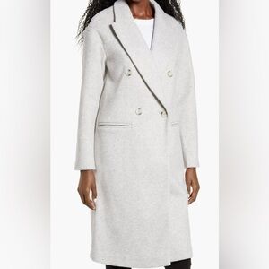 Topshop Light Gray Double-Breasted Trench Coat